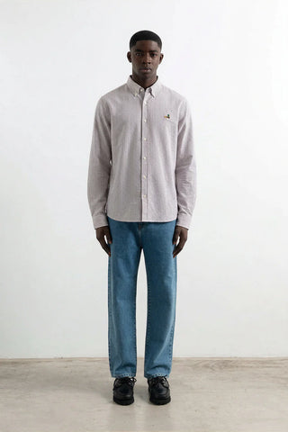 EDMMOND DUCK STRPE SHIRT PLAIN CHOCOLATE