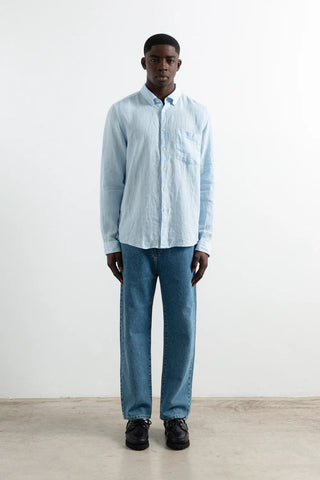 EDMMOND LINEN SHIRT PLAIN LIGHTBLUE