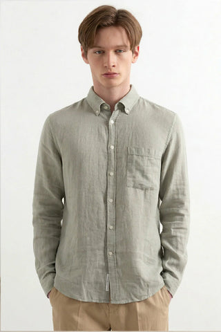 EDMMOND LINEN SHIRT PLAIN TAUPE