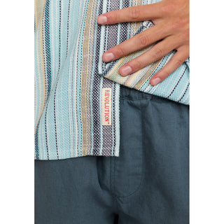 REVOLUTION 3161 SHORT SLEEVES CUBAN SHIRT BLUE