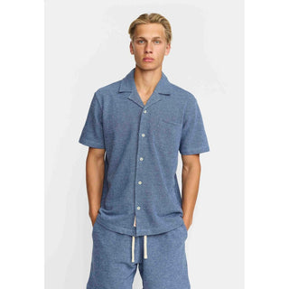REVOLUTION 3228 SHORT SLEEVES CUBAN SHIRT BLUE