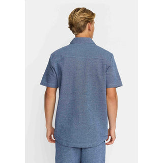 REVOLUTION 3228 SHORT SLEEVES CUBAN SHIRT BLUE