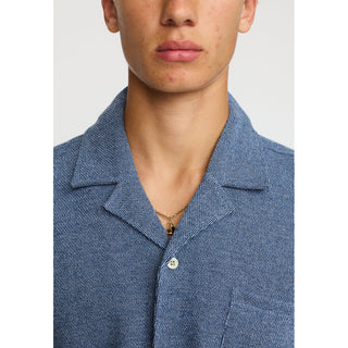 REVOLUTION 3228 SHORT SLEEVES CUBAN SHIRT BLUE