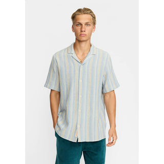 REVOLUTION 3242 SHORT SLEEVES CUBAN SHIRT BLUE
