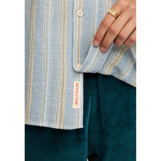 REVOLUTION 3242 SHORT SLEEVES CUBAN SHIRT BLUE