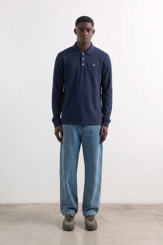 EDMMOND DUCK POLO LS PLAIN NAVY