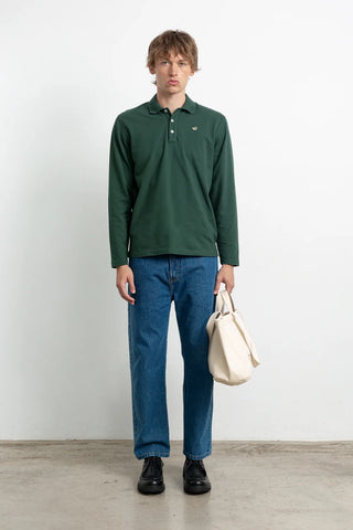 EDMMOND DUCK POLO LS PLAIN DK GREEN