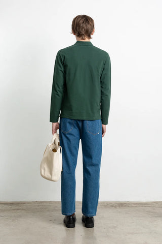 EDMMOND DUCK POLO LS PLAIN DK GREEN