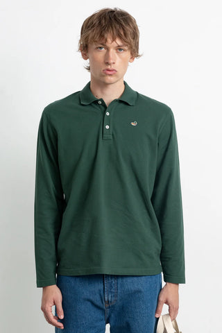 EDMMOND DUCK POLO LS PLAIN DK GREEN
