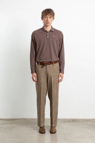 EDMMOND DUCK POLO LS PLAIN CHOCOLATE