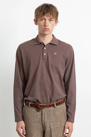 EDMMOND DUCK POLO LS PLAIN CHOCOLATE