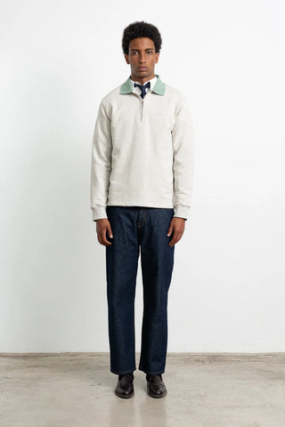 EDMMOND MINILOGO ZIP POLO PLAIN GREY MELANGE