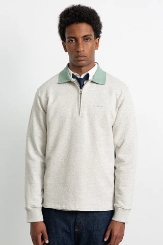 EDMMOND MINILOGO ZIP POLO PLAIN GREY MELANGE