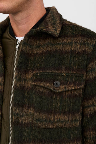 ANERKJENDT AKOSCAR HEAVY TWILL CHECK OVERSHIRT FOREST NIGHT