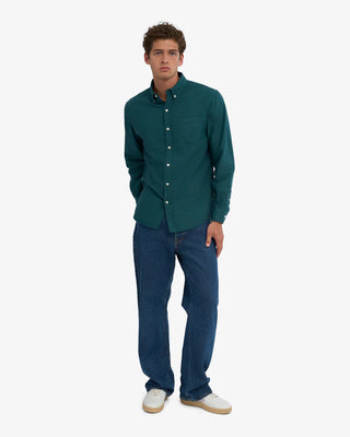 COLORFUL STANDARD ORGANIC BUTTON DOWN SHIRT OCEAN GREEN