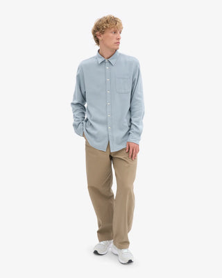 COLORFUL STANDARD ORGANIC FLANNEL SHIRT STEEL BLUE