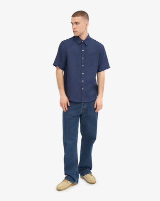 COLORFUL STANDARD LINEN SS SHIRT PETROL BLUE