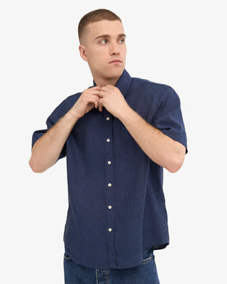 COLORFUL STANDARD LINEN SS SHIRT PETROL BLUE