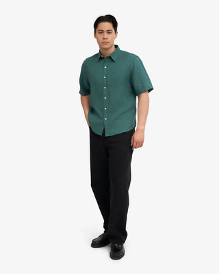 COLORFUL STANDARD LINEN SS SHIRT OCEAN GREEN