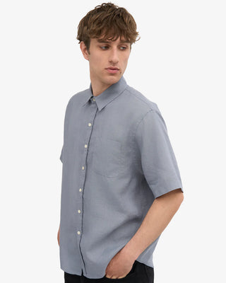 COLORFUL STANDARD LINEN SS SHIRT STEEL BLUE