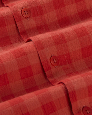 THINKING MU CHECKS SEERSUCKER PADDY SHIRT RED
