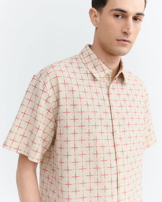 THINKING MU LATTICE KURTIS SHIRT MULTICOLOR
