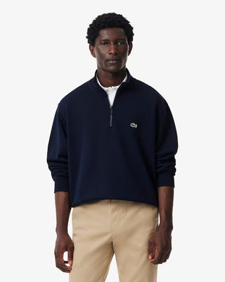 LACOSTE HIGH NECK ZIP UP FLEECE SWEATSHIRT NAVY BLUE SH9774