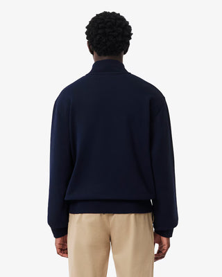 LACOSTE HIGH NECK ZIP UP FLEECE SWEATSHIRT NAVY BLUE SH9774