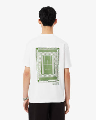 LACOSTE CLASSIC FIT BACK PRINT HEAVY COTTON T-SHIRT WHITE TH1750