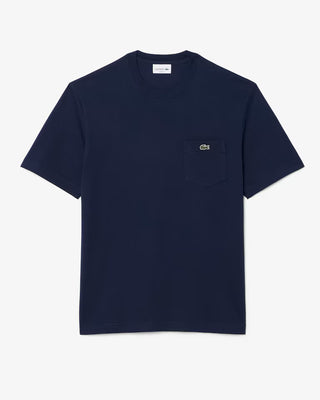 LACOSTE COTTON T-SHIRT WITH POCKET NAVY BLUE TH2827