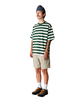 WOODBIRD WBBRAINE STRIPE TEE PINE GREEN