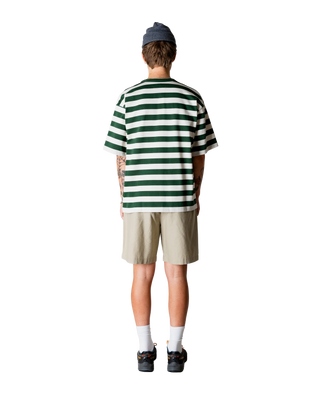 WOODBIRD WBBRAINE STRIPE TEE PINE GREEN