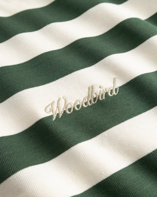 WOODBIRD WBBRAINE STRIPE TEE PINE GREEN