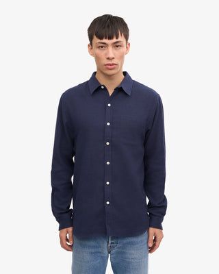 COLORFUL STANDARD ORGANIC FLANNEL SHIRT NAVY BLUE