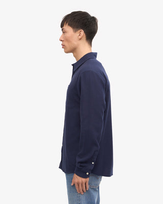 COLORFUL STANDARD ORGANIC FLANNEL SHIRT NAVY BLUE