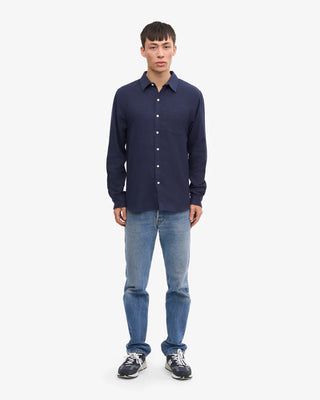 COLORFUL STANDARD ORGANIC FLANNEL SHIRT NAVY BLUE