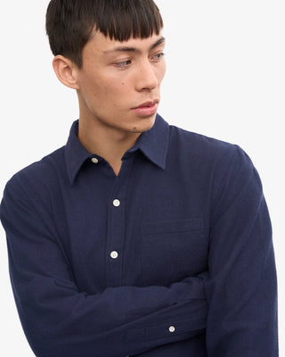COLORFUL STANDARD ORGANIC FLANNEL SHIRT NAVY BLUE