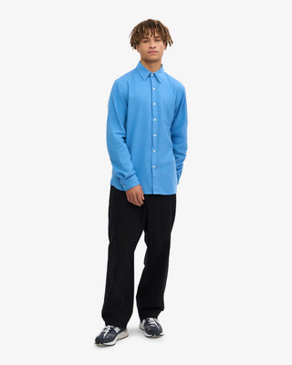COLORFUL STANDARD ORGANIC FLANNEL SHIRT PACIFIC BLUE