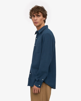 COLORFUL STANDARD ORGANIC FLANNEL SHIRT PETROL BLUE