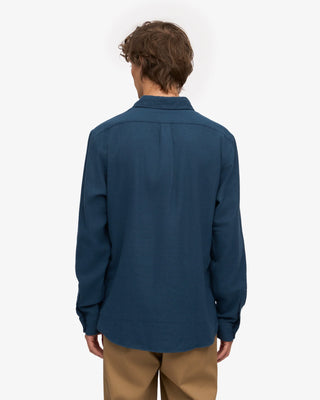 COLORFUL STANDARD ORGANIC FLANNEL SHIRT PETROL BLUE