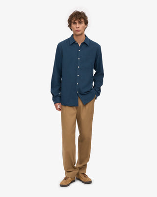 COLORFUL STANDARD ORGANIC FLANNEL SHIRT PETROL BLUE
