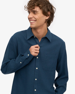COLORFUL STANDARD ORGANIC FLANNEL SHIRT PETROL BLUE