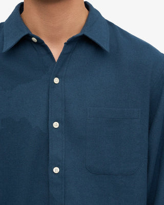 COLORFUL STANDARD ORGANIC FLANNEL SHIRT PETROL BLUE