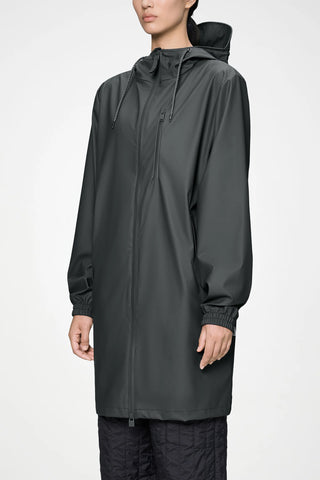RAINS LONG STORM BREAKER JACKET DARKGREY 12080
