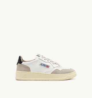 AUTRY MEDALIST LOW  WHITE  BLACK LEATHER/BEIGE SUEDE - AULMLS21