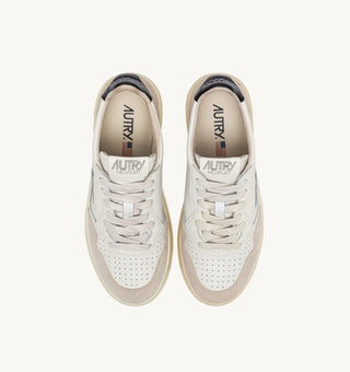 AUTRY MEDALIST LOW  WHITE  BLACK LEATHER/BEIGE SUEDE - AULWLS21