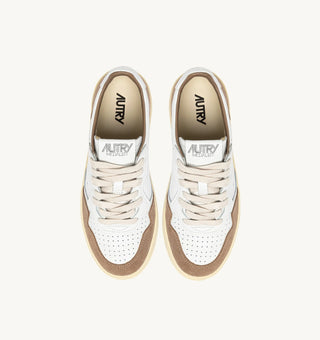 AUTRY MEDALIST LOW WHITE LEATHER ANTELOPE SUEDE - AULMFT02
