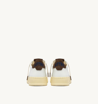 AUTRY MEDALIST LOW WHITE LEATHER CHOCOLATE CHIP SUEDE - AULMHJ03