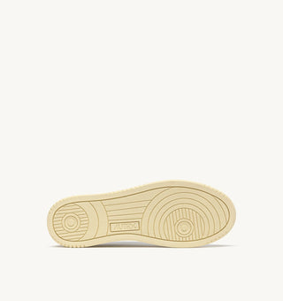 AUTRY MEDALIST LOW WHITE LEATHER CHOCOLATE CHIP SUEDE - AULMHJ03