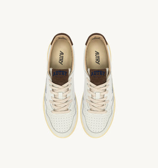 AUTRY MEDALIST LOW WHITE LEATHER CHOCOLATE CHIP SUEDE - AULMHJ03